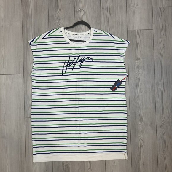 NWT TOMMY HILFIGER 3X Green Short Sleeve Above The Knee Shift Dress Sweatshirt - Picture 1 of 11